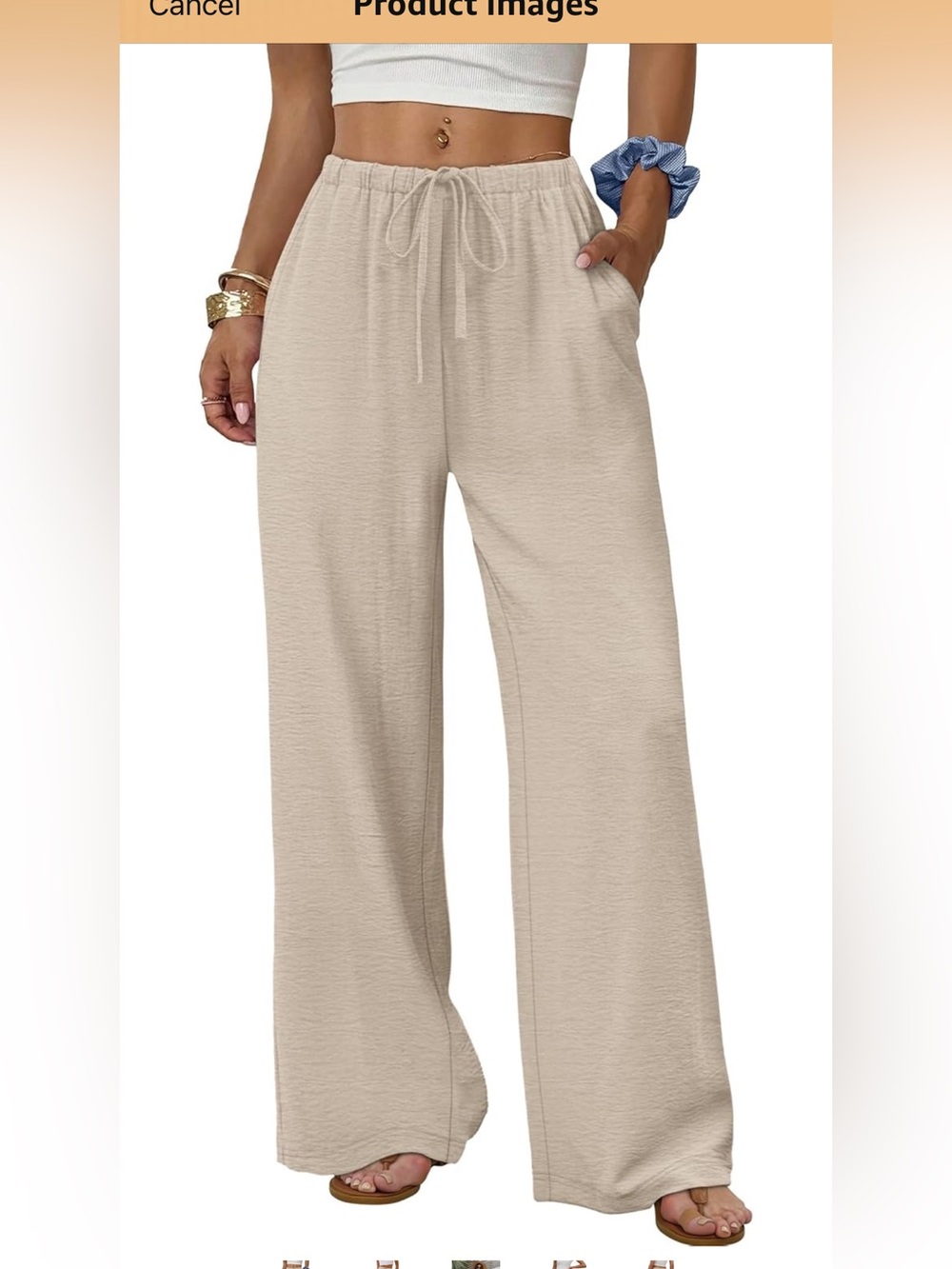 Effortless Wide Leg Drawstring Pants in Sand